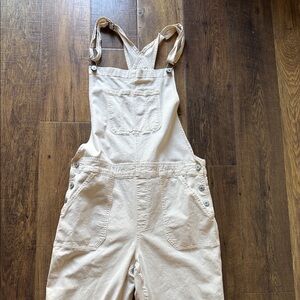 American Eagle Outfitters Cream Denim Overalls